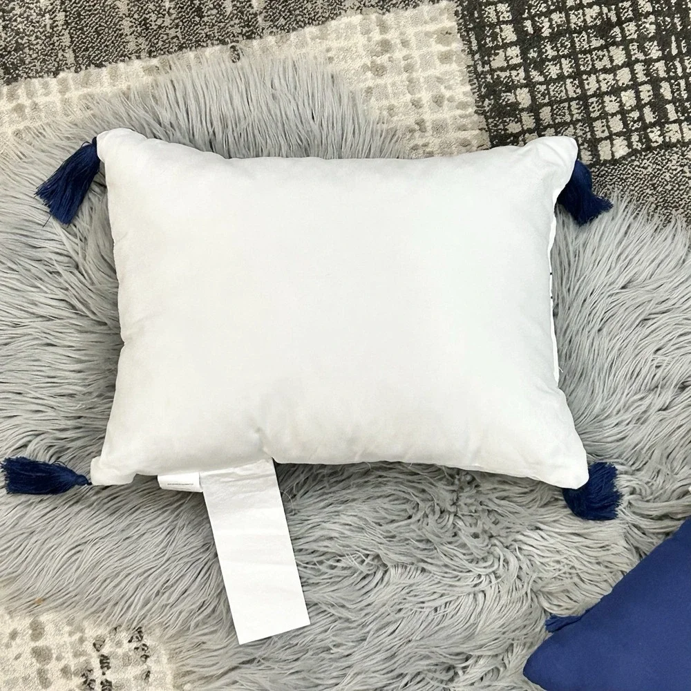 Mainstays Throw Pillow Bundle Of Two: White-Navy-Coral Scheme‎